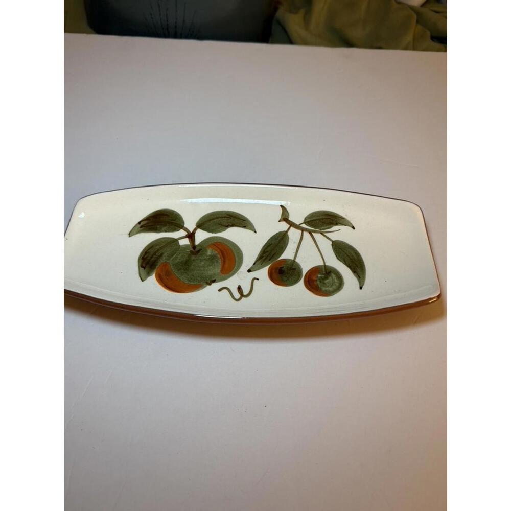 MCM STANGL Orchard Song Relish Tray. Signed. 11 x 5. Cottage Vintage Americana